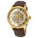 Fossil Townsman Automatic Skeleton Gold Dial Brown Leather Strap Watch for Men - ME3043 Authentic Buy Shop Now