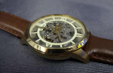 Fossil Townsman Automatic Skeleton Gold Dial Brown Leather Strap Watch for Men - ME3043 Authentic Buy Shop Now