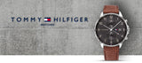 Tommy Hilfiger West Chronograph Grey Dial Brown Leather Strap Watch For Men - 1791710 Authentic Buy Shop Now