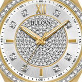 Bulova Crystal Collection Silver Crystal Dial Gold Steel Strap Watch for Women - 98L228 Authentic Buy Shop Now