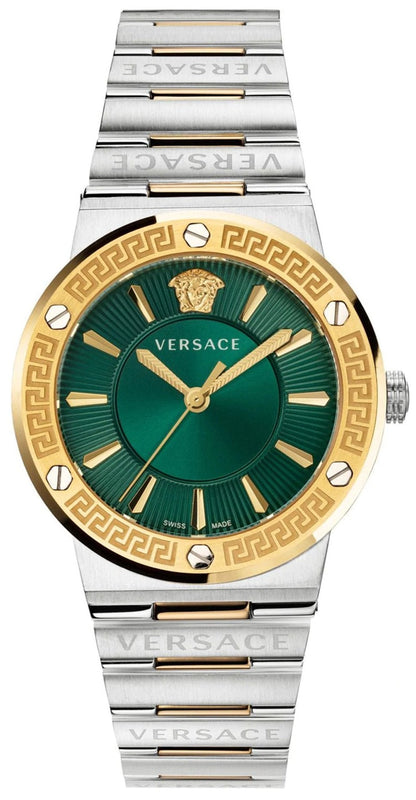 Versace Greca Green Dial Silver Steel Strap Watch for Men - VEVI00420 Authentic Buy Shop Now