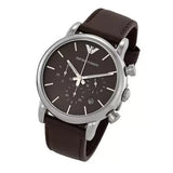 Emporio Armani Classic Chronograph Brown Dial Brown Leather Strap Watch For Men - AR1734 Authentic Buy Shop Now