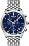Tissot PR 100 Chronograph Blue Dial Silver Mesh Bracelet Watch for Men - T101.417.11.041.00 Authentic Buy Shop Now
