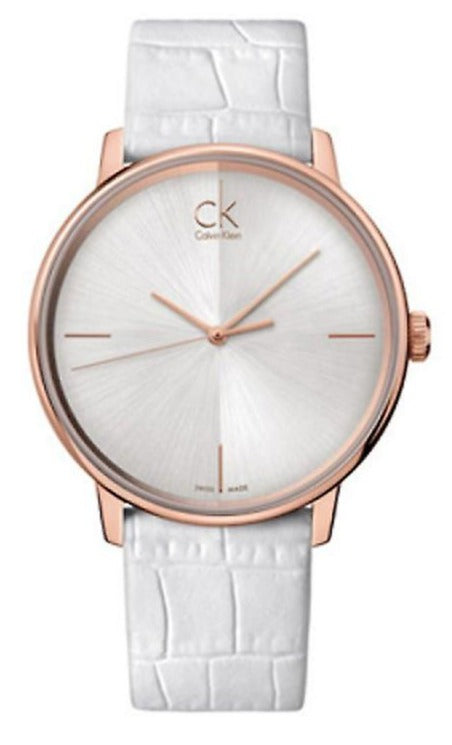 Calvin Klein Accent White Dial White Leather Strap Watch for Women - K2Y2X6K6 Authentic Buy Shop Now