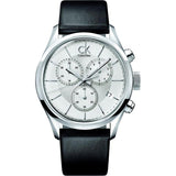 Calvin Klein Masculine Chronograph White Dial Black Leather Strap Watch for Men - K2H27120 Authentic Buy Shop Now