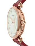 Emporio Armani Gianni T-Bar Mother of Pearl White Dial Red Leather Strap Watch For Women - AR60048 Authentic Buy Shop Now