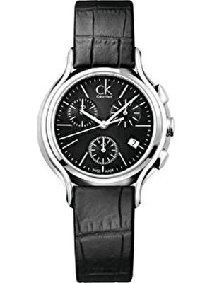Calvin Klein Skirt Chronograph Black Dial Black Leather Strap Watch for Men - K2U291C1 Authentic Buy Shop Now