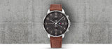 Tommy Hilfiger West Chronograph Grey Dial Brown Leather Strap Watch For Men - 1791710 Authentic Buy Shop Now