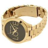 Michael Kors Slim Runway Black Dial Gold Steel Strap Watch for Women - MK3803 Authentic Buy Shop Now