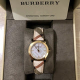 Burberry The City Diamonds Mother of Pearl Dial Brown Leather Strap Watch for Women - BU9226 Authentic Buy Shop Now