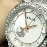 Bulova Crystal Collection Mother of Pearl Dial Silver Steel Strap Watch for Women - 98L232 Authentic Buy Shop Now