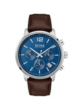 Hugo Boss Attitude Blue Dial Brown Leather Strap Watch for Men - 1513606 Authentic Buy Shop Now