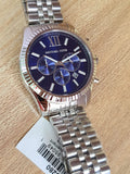 Michael Kors Lexington Chronograph Blue Dial Silver Steel Strap Watch for Men - MK8280 Authentic Buy Shop Now