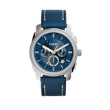 Fossil Machine Chronograph Blue Dial Blue Leather Strap Watch for Men - FS5262 Authentic Buy Shop Now
