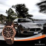 Maserati Successo Brown Dial Brown Leather Strap Watch For Men - R8871621004 Authentic Buy Shop Now