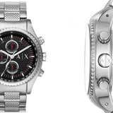 Armani Exchange The Driver Chronograph Black Dial Silver Steel Strap Watch For Men - AX1612 Authentic Buy Shop Now