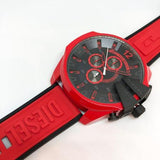 Diesel Mega Chief Chronograph Black Dial Red Rubber Strap Watch For Men - DZ4526 Authentic Buy Shop Now