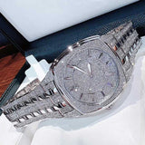 Bulova Phantom Swarovski Crystal Pave Silver Dial Silver Steel Strap Watch for Men - 98B296 Authentic Buy Shop Now