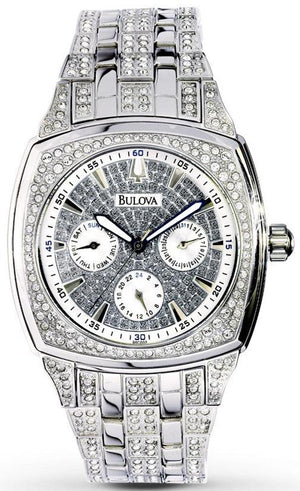 Bulova Crystal Collection Phantom Silver Dial Silver Steel Strap Watch for Men - 96C002 Authentic Buy Shop Now