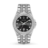 Bulova Crystal Collection Black Dial Silver Steel Strap Watch for Men - 96K102 Authentic Buy Shop Now