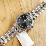 Bulova Crystal Collection Black Dial Silver Steel Strap Watch for Men - 96K104 Authentic Buy Shop Now