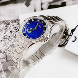 Bulova Crystal Collection Blue Mother of Pearl Dial Silver Steel Strap Watch for Women - 96L238 Authentic Buy Shop Now
