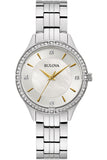Bulova Crystal Collection Mother of Pearl Dial Silver Steel Strap Watch for Women - 96L263 Authentic Buy Shop Now