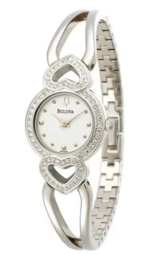 Bulova Crystals White Dial Silver Steel Strap Watch for Women - 96X114 Authentic Buy Shop Now