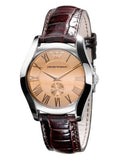 Emporio Armani Classic Quartz Beige Dial Brown Leather Strap Watch For Men - AR0646 Authentic Buy Shop Now