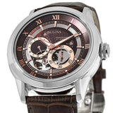 Bulova Classic Skeleton Automatic Brown Dial Brown Leather Strap Watch for Men - 96A120 Authentic Buy Shop Now