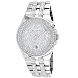 Bulova Crystal Pave Silver Dial Silver Steel Strap Watch for Men - 96B235 Authentic Buy Shop Now
