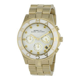 Marc Jacobs Blade Chronograph White Dial Gold Steel Strap Watch for Women - MBM3081 Authentic Buy Shop Now