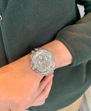 Bulova Crystal Collection Pave Silver Dial with Crystals Silver Steel Strap Watch for Men - 96C134 Authentic Buy Shop Now