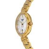 Tissot Flamingo Mother of Pearl White Dial Gold Steel Strap Watch For Women - T094.210.33.111.00 Authentic Buy Shop Now