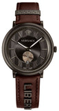 Versace V-Circle Manifesto Black Dial Maroon Leather Strap Watch for Men - VBQ040017 Authentic Buy Shop Now