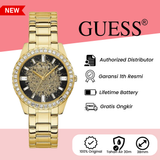Guess Night Life Diamonds Black Dial Gold Steel Strap Watch for Women - GW0405L2 Authentic Buy Shop Now