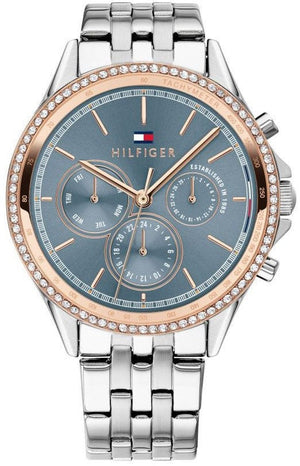 Tommy Hilfiger Ari Diamonds Blue Dial Silver Steel Strap Watch for Women - 1781976 Authentic Buy Shop Now