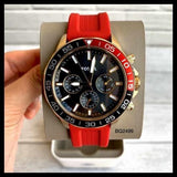 Fossil Bannon Multifunction Black Dial Red Silicone Strap Watch for Men - BQ2499 Authentic Buy Shop Now