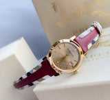 Burberry The City Gold Dial Orange Leather Strap Watch for Women - BU9017 Authentic Buy Shop Now