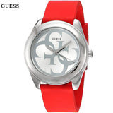 Guess G-Twist Silver Dial Red Rubber Strap Watch for Women - W0911L9 Authentic Buy Shop Now