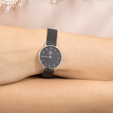 Daniel Wellington Petite Ashfield Black Dial Black Mesh Strap Watch For Women - DW00100246 Authentic Buy Shop Now