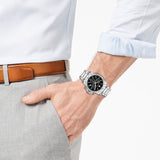Movado Series 800 Chronograph Black Dial Silver Steel Strap Watch For Men - 2600110 Authentic Buy Shop Now