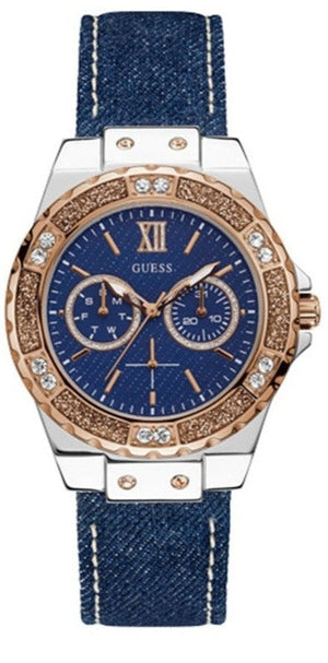 Guess Limelight Quartz Analog Blue Dial Blue Denim Strap Watch For Women - W0775l10 Authentic Buy Shop Now