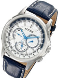 Citizen Eco Drive Calendrier White Dial Blue Leather Strap Watch For Men - BU2020-11A Authentic Buy Shop Now