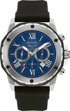 Bulova Marine Star Blue Dial Black Silicone Strap Watch for Men - 98B258 Authentic Buy Shop Now