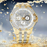 Bulova Crystal Collection Octova White Dial Gold Steel Strap Watch for Men - 98C126 Authentic Buy Shop Now