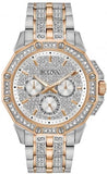 Bulova Octova Crystal Silver Dial Two Tone Steel Strap Watch for Men - 98C133 Authentic Buy Shop Now