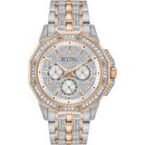 Bulova Octova Crystal Silver Dial Two Tone Steel Strap Watch for Men - 98C133 Authentic Buy Shop Now