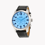 Fossil Pilot Chronograph Sky Blue Dial Black Leather Strap Watch for Men - FS5162 Authentic Buy Shop Now