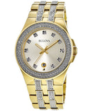 Bulova Crystal Collection Champagne Dial Two Tone Steel Strap Watch for Women - 98B174 Authentic Buy Shop Now